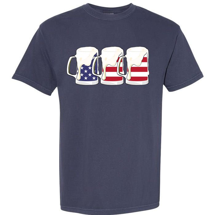 Beer American Flag Shirt 4th Of July Men Women Merica USA Garment-Dyed Heavyweight T-Shirt