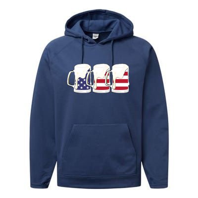 Beer American Flag Shirt 4th Of July Men Women Merica USA Performance Fleece Hoodie