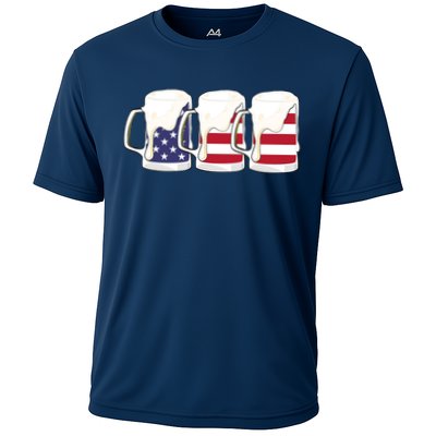 Beer American Flag Shirt 4th Of July Men Women Merica USA Performance Shirt