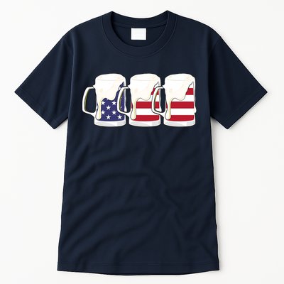 Beer American Flag Shirt 4th Of July Men Women Merica USA Tall T-Shirt