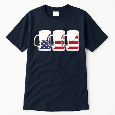 Beer American Flag Shirt 4th Of July Men Women Merica USA Tall T-Shirt