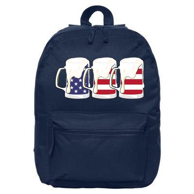 Beer American Flag Shirt 4th Of July Men Women Merica USA 16 in Basic Backpack