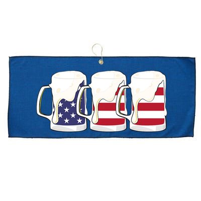 Beer American Flag Shirt 4th Of July Men Women Merica USA Large Microfiber Waffle Golf Towel