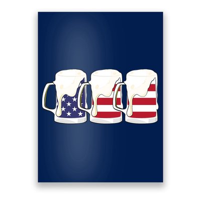 Beer American Flag Shirt 4th Of July Men Women Merica USA Poster