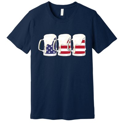 Beer American Flag Shirt 4th Of July Men Women Merica USA Premium T-Shirt