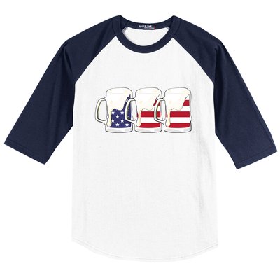 Beer American Flag Shirt 4th Of July Men Women Merica USA Baseball Sleeve Shirt