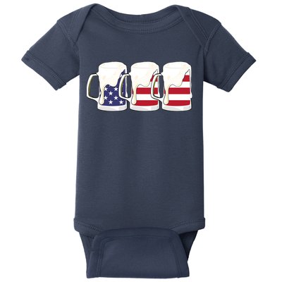 Beer American Flag Shirt 4th Of July Men Women Merica USA Baby Bodysuit