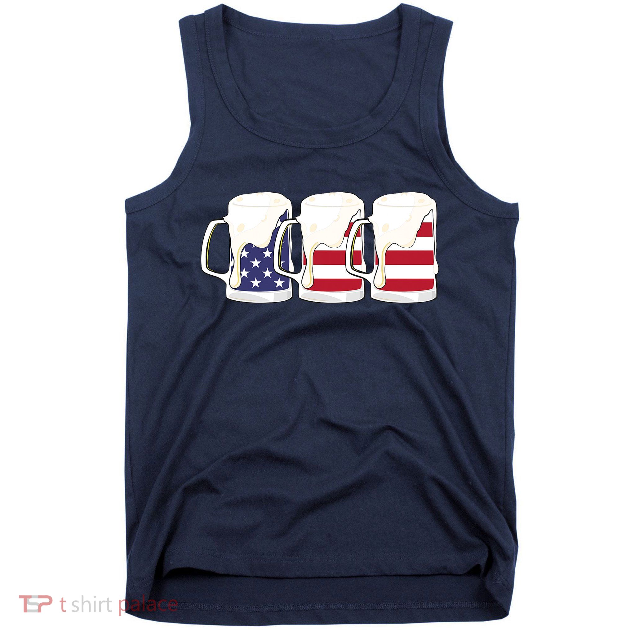 Beer American Flag Shirt 4th Of July Men Women Merica USA Tank Top