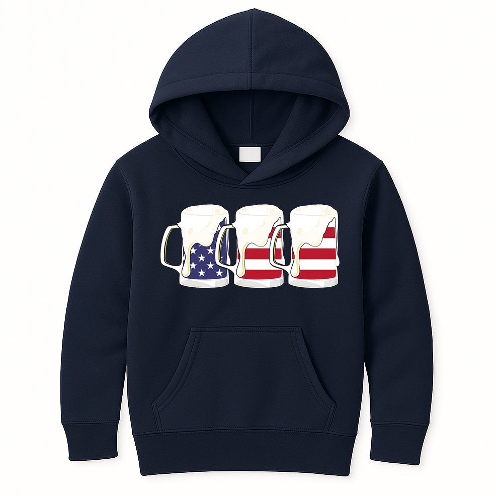 Beer American Flag Shirt 4th Of July Men Women Merica USA Kids Hoodie
