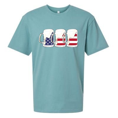 Beer American Flag Shirt 4th Of July Men Women Merica USA Sueded Cloud Jersey T-Shirt