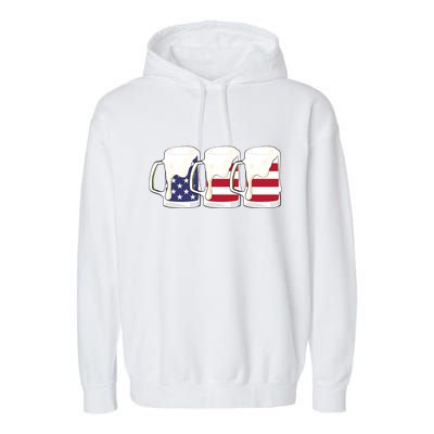 Beer American Flag Shirt 4th Of July Men Women Merica USA Garment-Dyed Fleece Hoodie