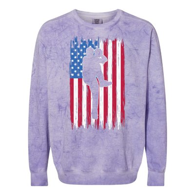 Baseball American Flag Sport Colorblast Crewneck Sweatshirt