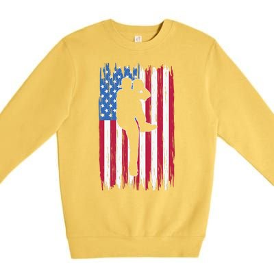 Baseball American Flag Sport Premium Crewneck Sweatshirt