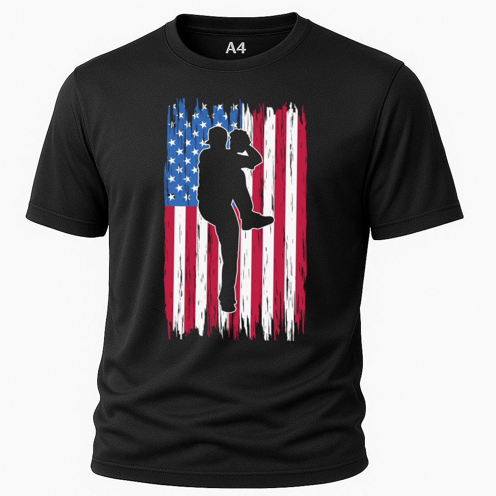 Baseball American Flag Sport Cooling Performance Crew T-Shirt