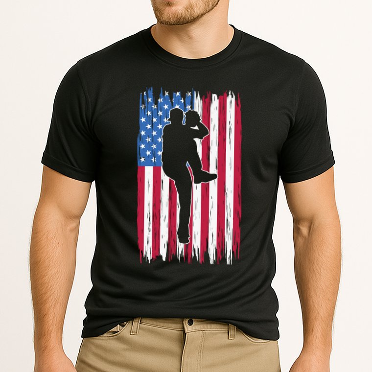 Baseball American Flag Sport Cooling Performance Crew T-Shirt