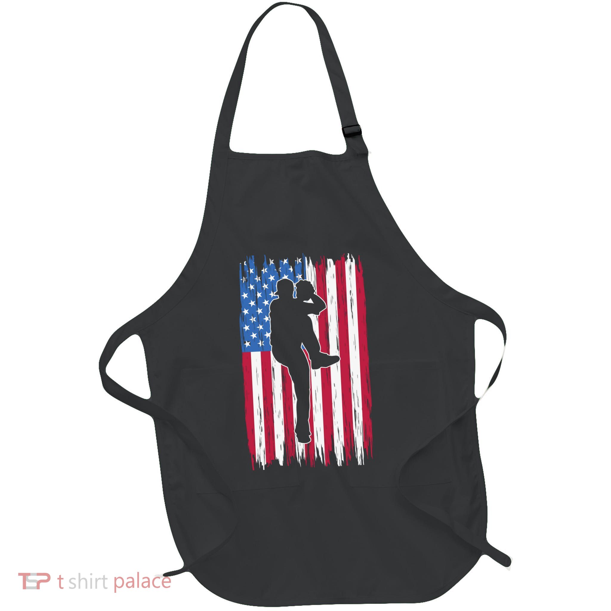 Baseball American Flag Sport Full-Length Apron With Pockets