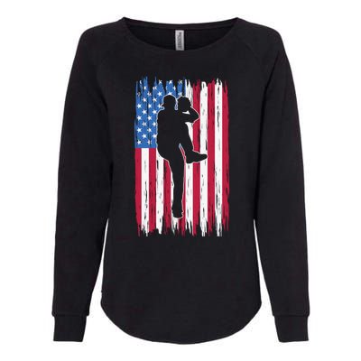 Baseball American Flag Sport Womens California Wash Sweatshirt