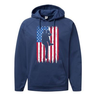 Baseball American Flag Sport Performance Fleece Hoodie