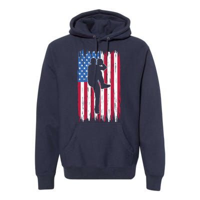 Baseball American Flag Sport Premium Hoodie