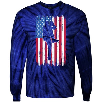 Baseball American Flag Sport Tie-Dye Long Sleeve Shirt