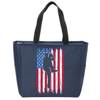 Baseball American Flag Sport Zip Tote Bag