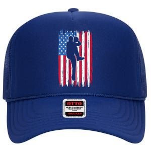 Baseball American Flag Sport High Crown Mesh Back Trucker Hat