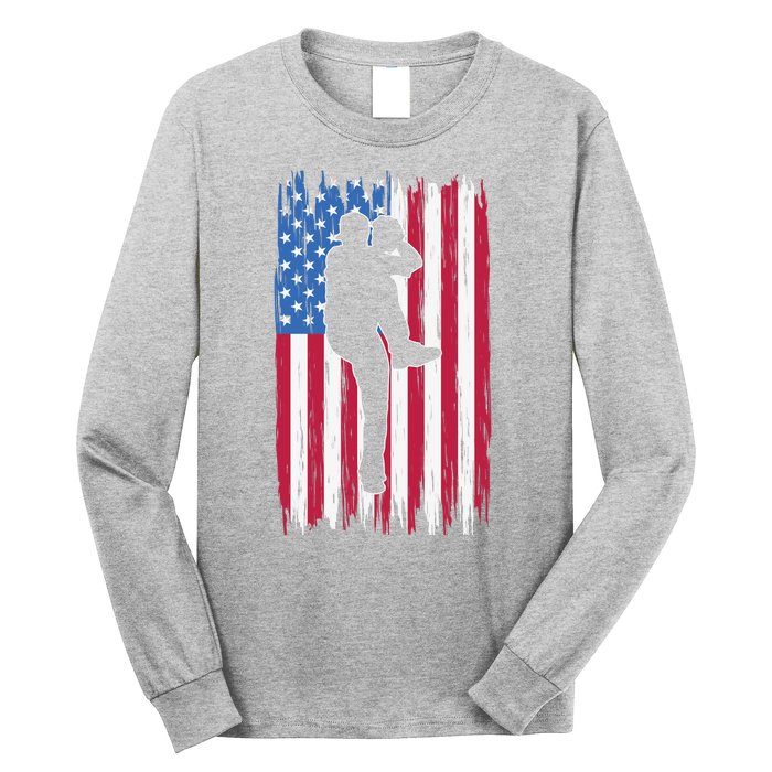 Baseball American Flag Sport Long Sleeve Shirt