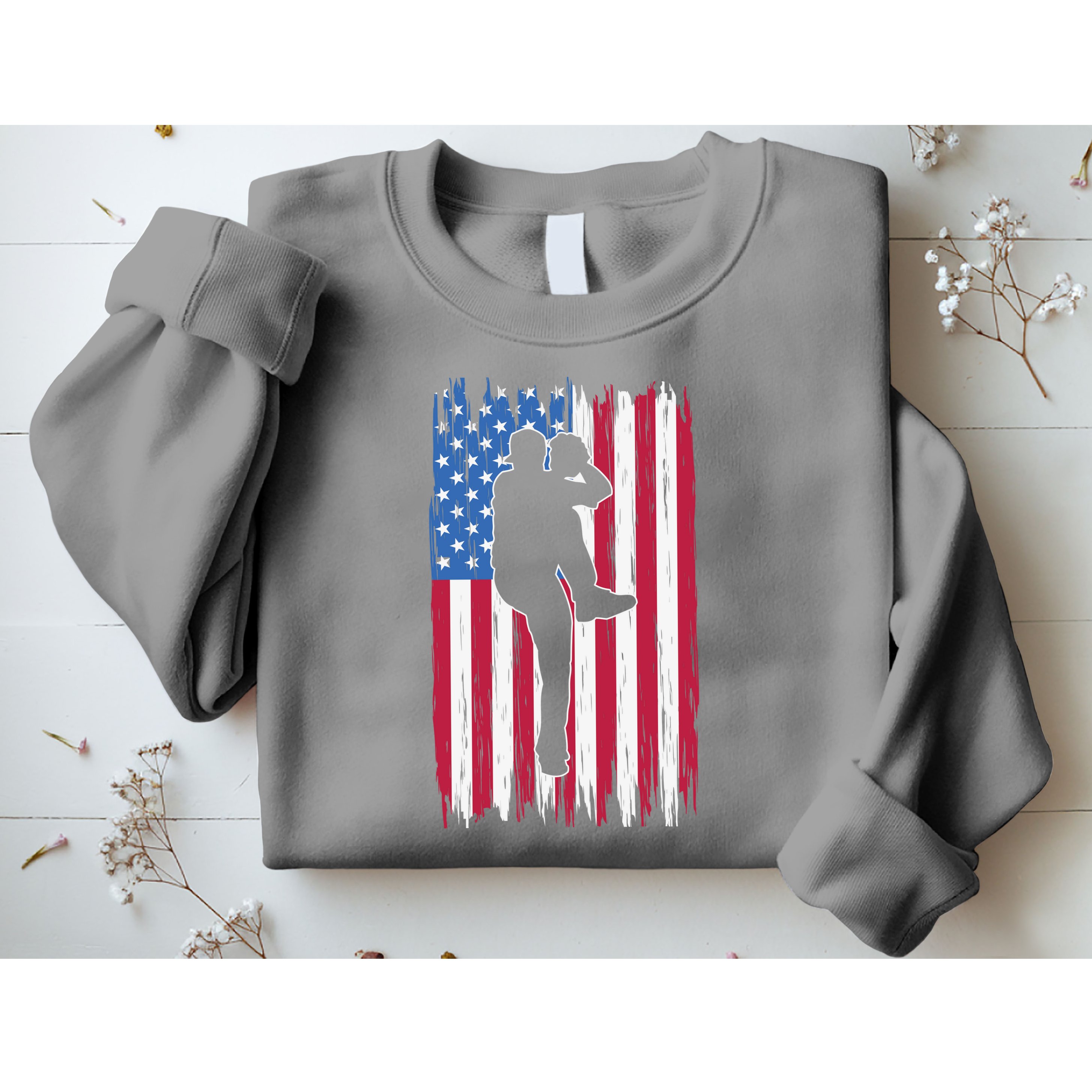 Baseball American Flag Sport Sweatshirt