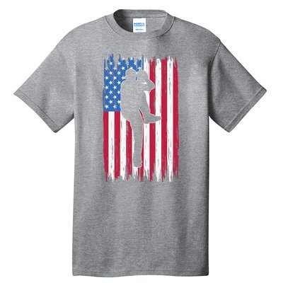 Baseball American Flag Sport Tall T-Shirt