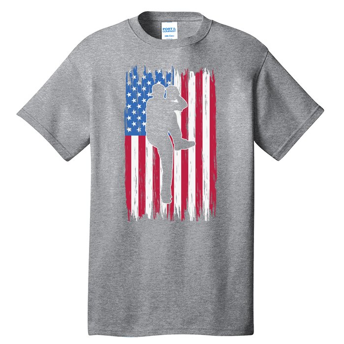 Baseball American Flag Sport Tall T-Shirt