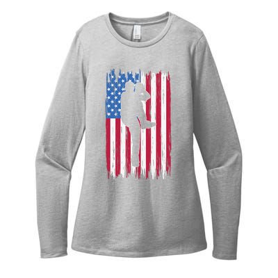 Baseball American Flag Sport Womens CVC Long Sleeve Shirt