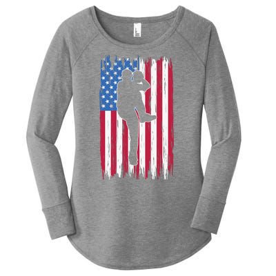 Baseball American Flag Sport Women's Perfect Tri Tunic Long Sleeve Shirt