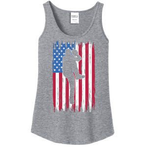 Baseball American Flag Sport Ladies Essential Tank