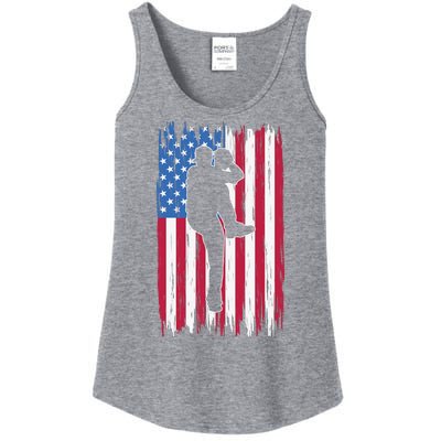 Baseball American Flag Sport Ladies Essential Tank