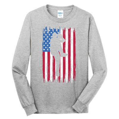 Baseball American Flag Sport Tall Long Sleeve T-Shirt