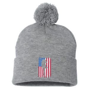 Baseball American Flag Sport Pom Pom 12in Knit Beanie