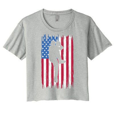 Baseball American Flag Sport Women's Crop Top Tee