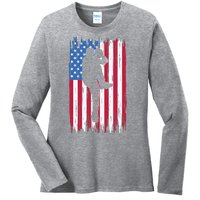 Baseball American Flag Sport Ladies Long Sleeve Shirt