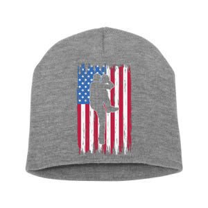 Baseball American Flag Sport Short Acrylic Beanie