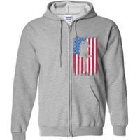 Baseball American Flag Sport Full Zip Hoodie