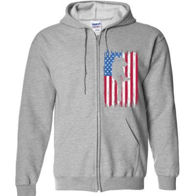 Baseball American Flag Sport Full Zip Hoodie