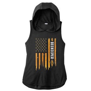 Beekeeping American Flag Honeycomb Honey Bees Beekeeper Ladies PosiCharge Tri-Blend Wicking Draft Hoodie Tank