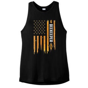 Beekeeping American Flag Honeycomb Honey Bees Beekeeper Ladies PosiCharge Tri-Blend Wicking Tank