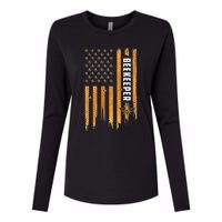 Beekeeping American Flag Honeycomb Honey Bees Beekeeper Womens Cotton Relaxed Long Sleeve T-Shirt