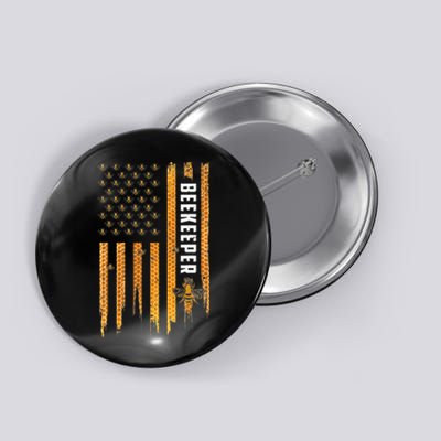 Beekeeping American Flag Honeycomb Honey Bees Beekeeper Button