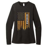 Beekeeping American Flag Honeycomb Honey Bees Beekeeper Womens CVC Long Sleeve Shirt