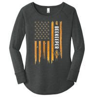 Beekeeping American Flag Honeycomb Honey Bees Beekeeper Women's Perfect Tri Tunic Long Sleeve Shirt