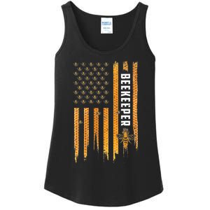 Beekeeping American Flag Honeycomb Honey Bees Beekeeper Ladies Essential Tank