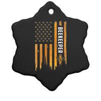 Beekeeping American Flag Honeycomb Honey Bees Beekeeper Ceramic Star Ornament