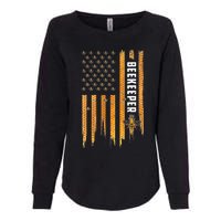 Beekeeping American Flag Honeycomb Honey Bees Beekeeper Womens California Wash Sweatshirt